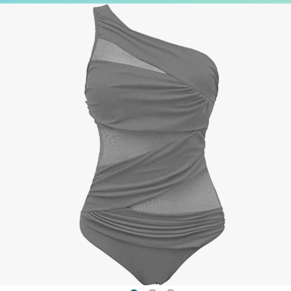 NWT Runtlly Women's One Piece Swimsuits One Shoulder with See Through Mesh Style